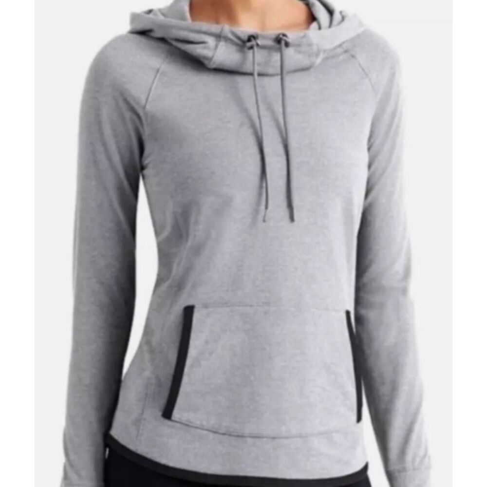 Athleta Sentry Light Gray Pullover Athletic Hoodie Drawstring Jacket Sz XS